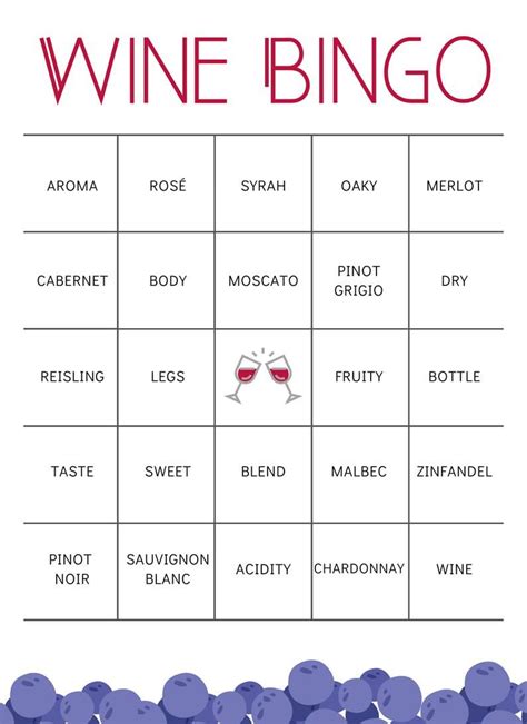 Free Printable Wine Bingo Cards